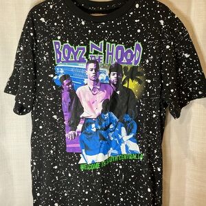 Hybrid Apparel Black Graphic Tee with Purple and Blue Accents